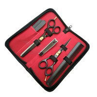 Kit de ciseaux à effiler pour barbier en acier inoxydable de qualité supérieure avec manche en céramique, revêtement coloré, garantie de 3 ans