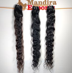 Vente en gros d'extensions de cheveux humains indiens vierges naturels de haute qualité 100%, cuticules ondulées alignées, faisceaux de trame à la machine, bon marché - Product Image 4