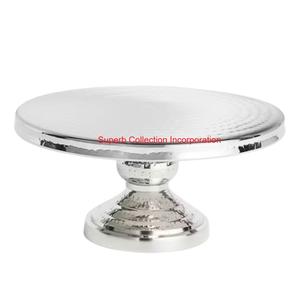 Venta al por mayor excelente colección incorporación diseño moderno martillado acero inoxidable redondo Pedestal soporte para pastel para boda y fiesta - Product Image 1