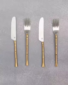 Juego de Cubiertos de Diseño de Alta Calidad, 4 Piezas, con Mango de Acero Inoxidable Dorado, Juego de Cubiertos y Utensilios de Mesa - Product Image 2