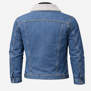 Veste en jean pour homme doublée en sherpa, veste en jean polaire d'hiver, veste trucker boutonnée chaude, OEM personnalisé, vente en gros - Product Image 2