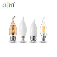 Ampoule LED en verre à pointe de flamme de bougie C35F 4W à haut lumen E27 E14, prix d'usine, 470LM, adaptée aux lustres en cristal, CE