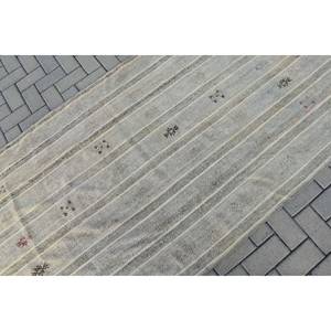 พรมขนสัตว์ตุรกีวินเทจแบบทันสมัยลายทางสีเบจขนาด3,9x9,5ฟุตสำหรับตกแต่งห้องนั่งเล่นพร้อมแผ่นรองทำจากยาง - Product Image 5