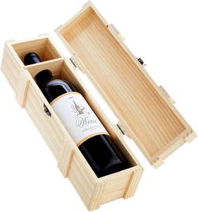 Wooden Wine <b>Box</b> for Split or Demi Wine Bottles, Single Wine <b>Gift</b> <b>Box</b> with Clasp for Birthday Party <b>Gifts</b>, Housewarming, <b>Wedding</b> - Product Image 4