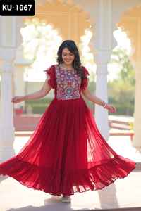 Nuevo diseñador de ropa de boda para mujer y función de Festival, bordado pesado y trabajo de secuencia, vestidos Anarkali Georgette para mujer - Product Image 3