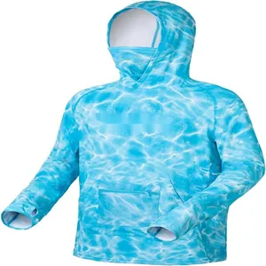 سريع الجفاف طويل الأكمام تصميم مخصص الخاص بك للماء تنفس قميص الصيد مع غطاء رأس upf 50 هوديس الصيد