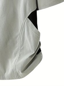 Summer <b>T</b>-<b>Shirt</b> Breathable Lightweight Men's <b>T</b>-<b>Shirt</b> Loose Fit Short Sleeve Half-Zip Front Casual <b>Round</b> <b>Neck</b> Tee <b>White</b> & Black - Product Image 4