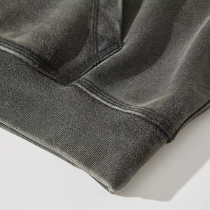 Nouveau sweat à capuche zippé en molleton épais 500 g/m² pour homme, coupe droite, effet vieilli délavé et brodé, 100 % coton, effet soleil éclairé, vente en gros - Product Image 5