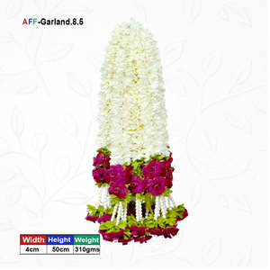 Artificial Fabric <b>Flower</b> Garland with Decorative Thread <b>Support</b> Rose Pearl Design Model AFF-Garland-8.5 Price Rs.1200/10pcs - Product Image 1