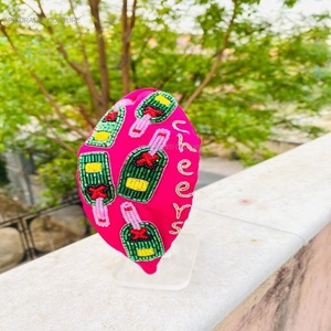 แถบคาดศีรษะสไตล์ผ้าโพกหัวปรับแต่งได้สำหรับเด็กผู้หญิงและผู้หญิงที่มีความรักสีสันสดใสประดับด้วยลูกปัดเครื่องประดับทำงานด้วยมือ - Product Image 6