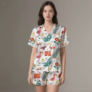 Wholesale Women's <b>Silk</b> Satin Pajamas Sets Comfortable Breathable Luxury Sleepwear <b>for</b> Summer & Winter - Product Image 4