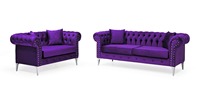 Ensemble de canapé-lit Chesterfield - Design moderne, revêtement en bois massif, cadre en aggloméré, rembourrage écologique, durable