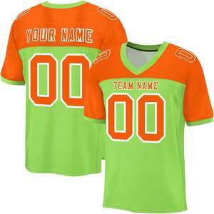 Equipo personalizado camisetas de fútbol tela de malla transpirable secado rápido poliéster OEM manga rayas transferencia de calor para el nombre del logotipo de talla grande - Product Image 1