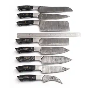 Super sharp chef knife kitchen knives with handle damascus steel chef's knife set