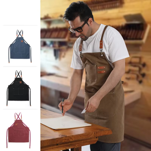 Delantal de Cuero de Grano Completo, Delantal Grueso Ajustable, Delantal de Barbero con Bolsillo para Soldadura y Carpintería para Hombre - Product Image 5