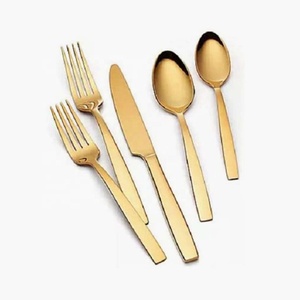Juego de cubiertos de acero inoxidable chapado en oro personalizado, cuchillo, cuchara, tenedor, mango martillado, luz increíble - Product Image 3