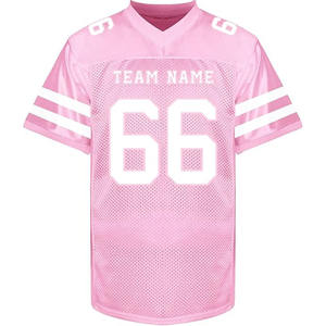 เสื้อเจอร์ซีย์ฟุตบอลเสื้อกีฬาตาข่ายสีชมพูอ่อนแบบมีสไตล์เสื้อเจอร์ซีย์ฟุตบอลอเมริกันออกแบบได้ตามต้องการหมายเลข66 - Product Image 1