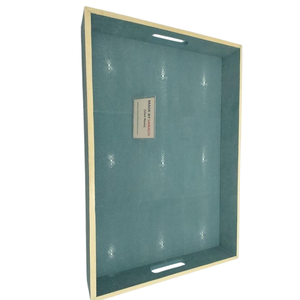 Plateau de service décoratif personnalisé DPC en imitation peau de requin turquoise, décoration de table basse, modèle 013 - Product Image 2