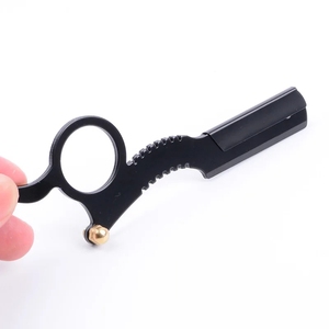 Mini pouce en acier inoxydable à l'ancienne rasoir sourcil cheveux rasage outil visage nettoyage porte-ciseaux sans lame rasoir de sécurité - Product Image 3
