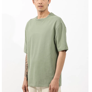 เสื้อยืดผ้าคอตตอนขนาดใหญ่ผ้า GSM พิมพ์ไหล่ทรงหลวมโลโก้ได้ตามต้องการ - Product Image 2