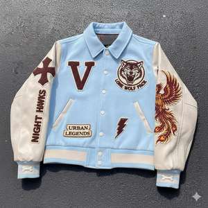 Veste universitaire d'hiver en gros personnalisée Patchwork Chenille broderie Streetwear Bomber Letterman vestes basse quantité minimale de commande veste personnalisée - Product Image 1