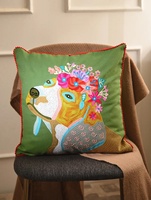 Funda De Almohada decorativa para el cuello 2023, bordado verde para sala de estar, funda de cojín de algodón Natural 100%, Textiles para el hogar de 18 "* 18"