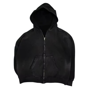 Sudaderas con capucha desgastadas con lavado ácido de calidad de lujo personalizadas, ropa de calle Vintage en blanco de doble capa, sudaderas con cremallera 2026 - Product Image 1