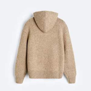 Sweat à capuche surdimensionné d'hiver personnalisable OEM pour hommes, tissu polaire à épaules tombantes, motif uni, tricot, poche - Product Image 5