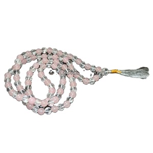 Rose Quartz and Crystal Quartz jap beaded Mala - Product Image 1