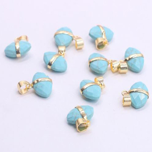 Turquoise Gemstone 15x10mm Faceted Marquise Pendant Sterling <b>Silver</b> Gold Vermeil Bezel Set Wholesale Jewelry with Gold Plating - Product Image 2