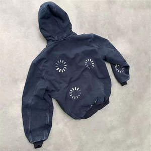 Custom Acid Wash Sun Faded 400gsm Heavyweight Cotton Hoodie Sun Faded Rhinestone Recortada Boxy Fit Solid Winter Sun Faded Hooded - Product Image 6