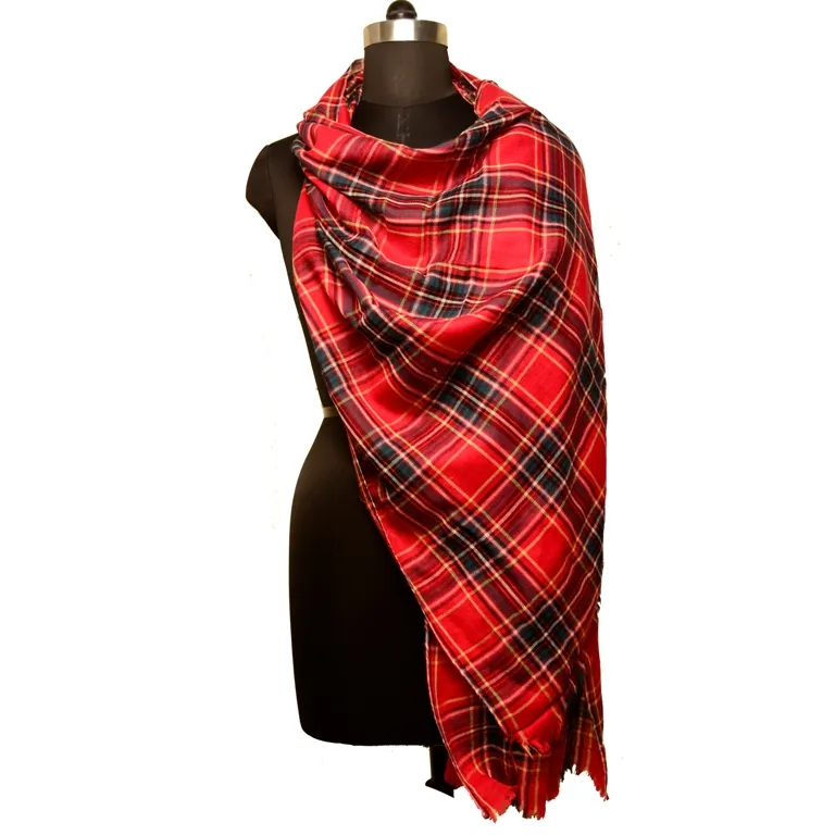 check pattern handloom scarf made from pure wool hand woven mens wool tartan scarves cottage check scarf