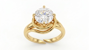 Anillo de Compromiso de Diamantes de Corte Brillante Redondo para Mujer, Estilo Clásico, Diamantes Cultivados en Laboratorio - Product Image 1