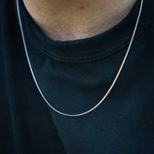 Collar de cadena Chapado en plata de 1mm delgado para hombre, diseño Simple de Ley 925, joyería de moda ligera, cadena fina de 1mm para hombre - Product Image 4