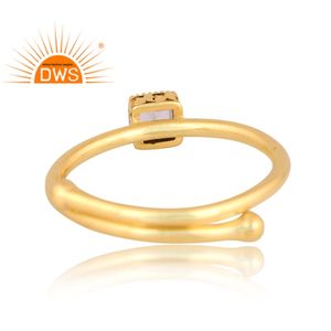 Último diseño hecho a mano 18K chapado en oro aguamarina natural piedra preciosa anillo apilable Demi joyería fina para mujer regalo para ella - Product Image 4