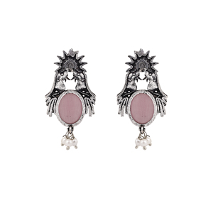 ต่างหูแฟชั่นดีไซน์รูปนกสีชมพูพร้อมลายพระอาทิตย์ - Product Image 3