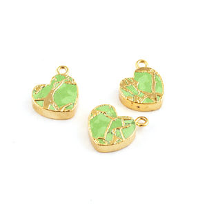 Ravissant 12mm coeur mohave vert cuivre turquoise bricolage connecteur à breloques 24k plaqué or boucle unique fabrication de bijoux connecteur à bricoler soi-même - Product Image 5