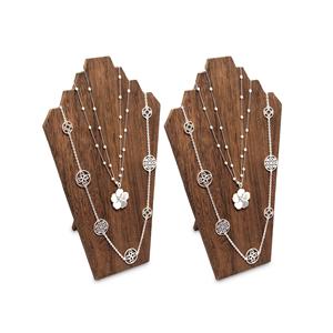 Support de collier en bois fini marron fait à la main pour l'affichage et l'organisation de bijoux élégants - Product Image 3