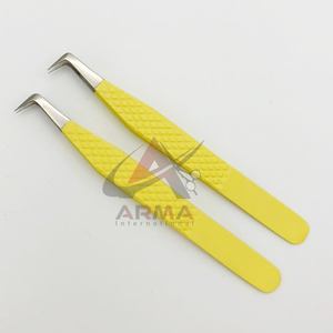 แหนบคีบขนตาปลอมสีเหลืองติดขนตาปลอมทำจากสเตนเลสสตีลทนทานเคลือบด้วยผงสีเหลือง - Product Image 3