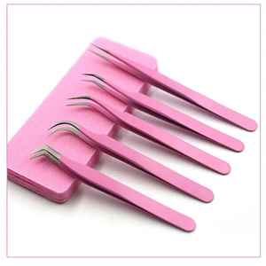 แหนบต่อขนตาแบบมืออาชีพ Sevmek Surgical ZM-ET_2303 90 องศา สีชมพู สแตนเลสสตีล ปลายไฟเบอร์เรียบ ขนาด 10 มม. - Product Image 3