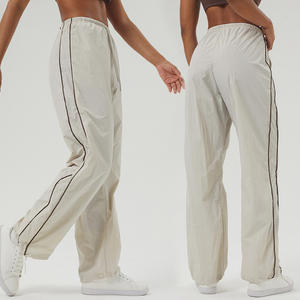 Pantalon Cargo sportif décontracté à cordon de serrage en laine d'automne avec taille élastique Pantalon de survêtement évasé à coupe ample et poche - Product Image 3