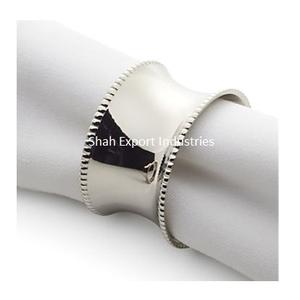 Nouveau Style côté perlé bordure métal argent ronds de serviette pour la maison fêtes de mariage dîner Table décor porte-serviettes - Product Image 3