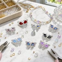 51221 ANTAISEN Perles Papillon Créatives en Alliage de Zinc Plaqué Argent avec Strass Rose et Violet, Accessoires DIY pour Stylos