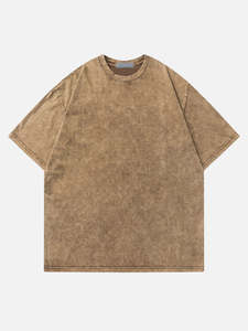 เสื้อยืดผู้ชายคุณภาพสูง ผ้าคอตตอน 100% ทรงโอเวอร์ไซส์ ล้างสีแบบแอซิด  รับผลิตแบบ OEM ODM  ออกแบบเองได้  ไม่มีลาย  สำหรับขาย - Product Image 2