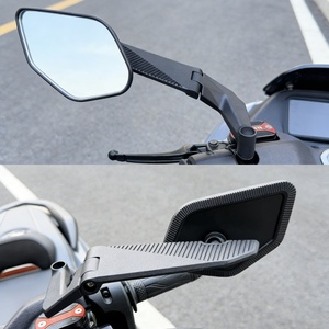 Nouvelles paires de rétroviseurs universels pour <span class=keywords><strong>moto</strong></span> en alliage d'aluminium avec lentille HD anti-distorsion noire et aile anti-vent <span class=keywords><strong>pliable</strong></span> - Product Image 2