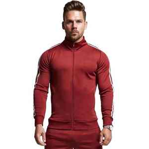 ชุดวอร์มกีฬาผู้ชายแบบมีซิป ชุดออกกำลังกายสองชิ้น ชุดวิ่งลำลองสไตล์สตรีท - Product Image 1