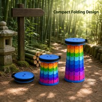 Tabouret de camping léger pliable, siège rond en plastique portable, pliage rapide, pique-nique, pêche, chasse, randonnée, loisirs, voyage