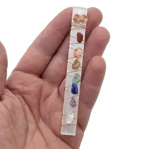 Natural 7 Chakra Selenite Sticks Chakra Meditation Ornament Positive Energy Reiki Stones Healing Crystal Stones