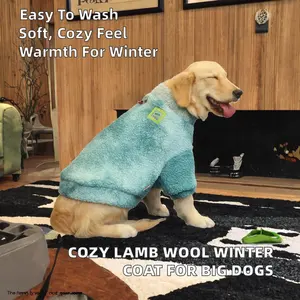 Ropa Gruesa de Invierno para Mascotas al por Mayor 2025, Tela de Lana de Cordero para Perros Grandes, Cómoda, Lavable, Estampado Clásico de Año Nuevo - Product Image 6
