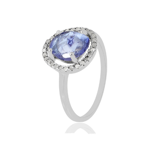 Luxury 925 Sterling Silver Tanzanite <b>CZ</b> Multi Gemstone <b>Ring</b> New Fashion Trendy Bezel Setting Jewelry for Parties Cute Style - Product Image 2